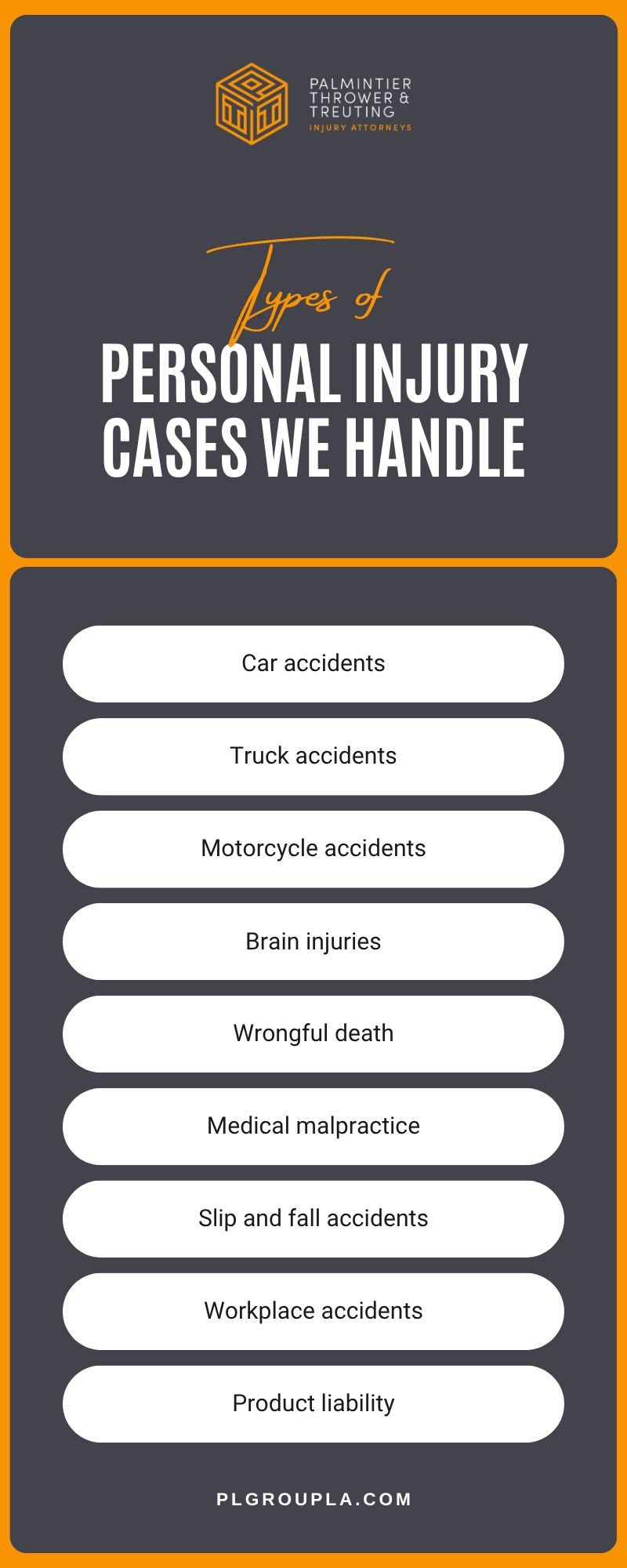 Personal Injury Cases We Handle Infographic